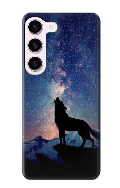 W3555 Wolf Howling Million Star Hard Case and Leather Flip Case For Samsung Galaxy S23