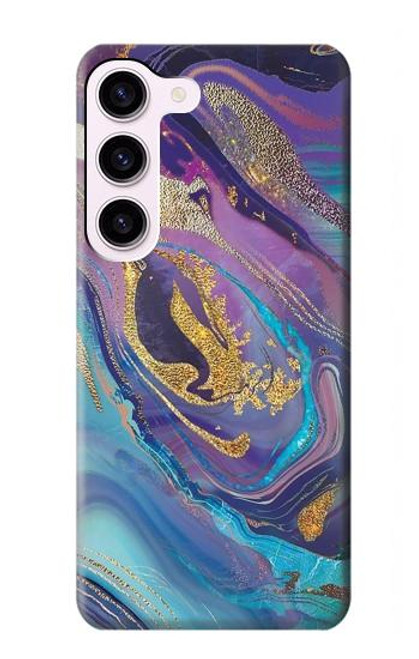 W3676 Colorful Abstract Marble Stone Hard Case and Leather Flip Case For Samsung Galaxy S23