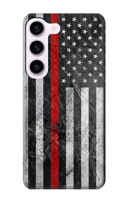 W3687 Firefighter Thin Red Line American Flag Hard Case and Leather Flip Case For Samsung Galaxy S23