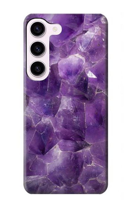 W3713 Purple Quartz Amethyst Graphic Printed Hard Case and Leather Flip Case For Samsung Galaxy S23