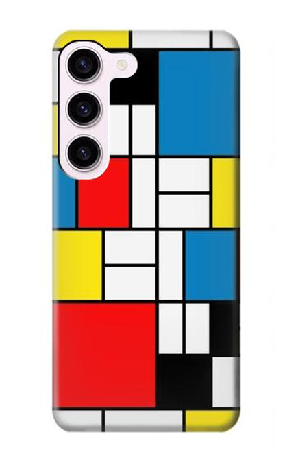 W3814 Piet Mondrian Line Art Composition Hard Case and Leather Flip Case For Samsung Galaxy S23