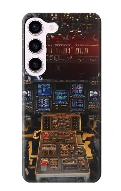 W3836 Airplane Cockpit Hard Case and Leather Flip Case For Samsung Galaxy S23