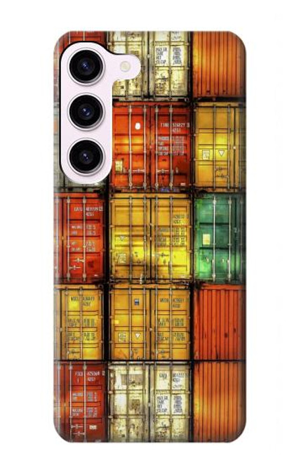 W3861 Colorful Container Block Hard Case and Leather Flip Case For Samsung Galaxy S23