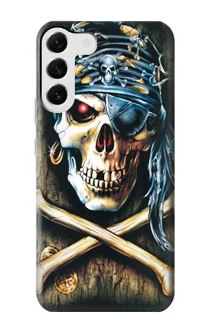 W0151 Pirate Skull Punk Rock Hard Case and Leather Flip Case For Samsung Galaxy S23 Plus