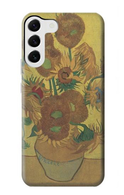 W0214 Van Gogh Vase Fifteen Sunflowers Hard Case and Leather Flip Case For Samsung Galaxy S23 Plus
