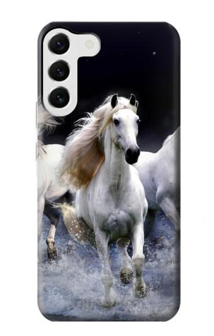 W0246 White Horse Hard Case and Leather Flip Case For Samsung Galaxy S23 Plus