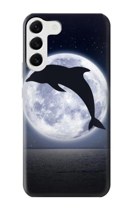 W3510 Dolphin Moon Night Hard Case and Leather Flip Case For Samsung Galaxy S23 Plus