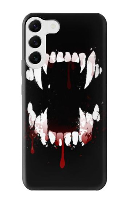 W3527 Vampire Teeth Bloodstain Hard Case and Leather Flip Case For Samsung Galaxy S23 Plus