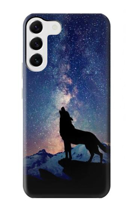 W3555 Wolf Howling Million Star Hard Case and Leather Flip Case For Samsung Galaxy S23 Plus
