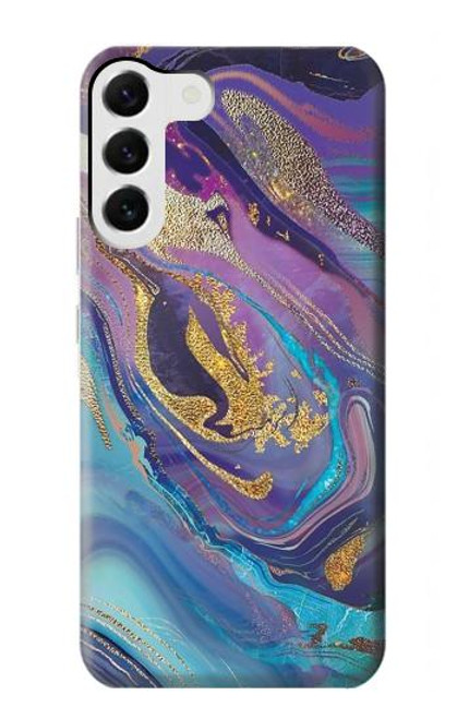 W3676 Colorful Abstract Marble Stone Hard Case and Leather Flip Case For Samsung Galaxy S23 Plus