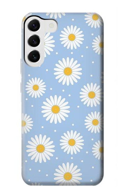 W3681 Daisy Flowers Pattern Hard Case and Leather Flip Case For Samsung Galaxy S23 Plus
