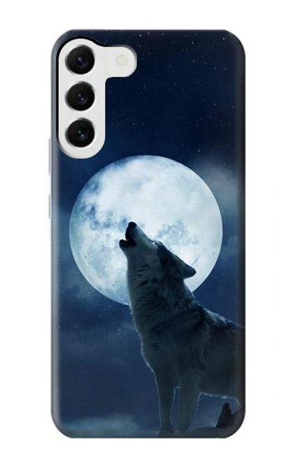 W3693 Grim White Wolf Full Moon Hard Case and Leather Flip Case For Samsung Galaxy S23 Plus