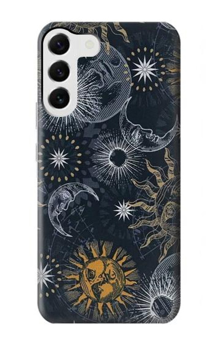 W3702 Moon and Sun Hard Case and Leather Flip Case For Samsung Galaxy S23 Plus