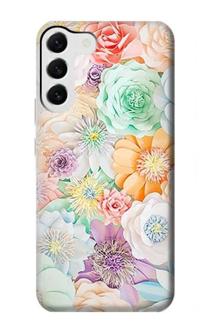 W3705 Pastel Floral Flower Hard Case and Leather Flip Case For Samsung Galaxy S23 Plus