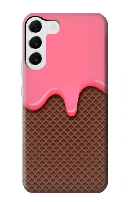 W3754 Strawberry Ice Cream Cone Hard Case and Leather Flip Case For Samsung Galaxy S23 Plus