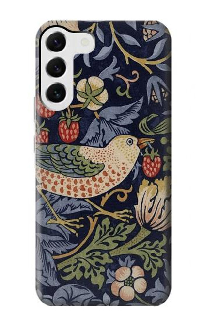 W3791 William Morris Strawberry Thief Fabric Hard Case and Leather Flip Case For Samsung Galaxy S23 Plus