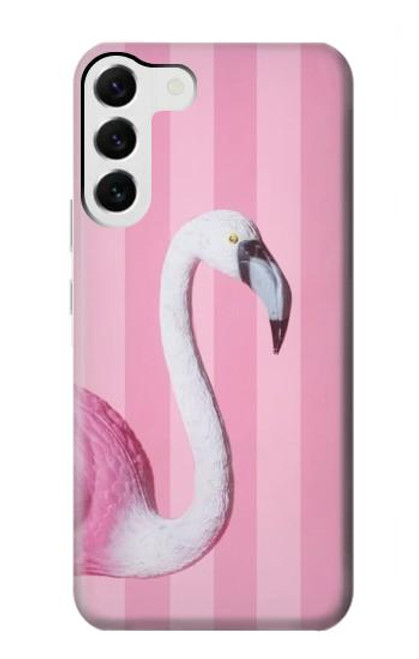 W3805 Flamingo Pink Pastel Hard Case and Leather Flip Case For Samsung Galaxy S23 Plus