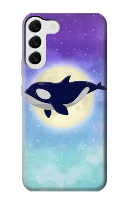 W3807 Killer Whale Orca Moon Pastel Fantasy Hard Case and Leather Flip Case For Samsung Galaxy S23 Plus