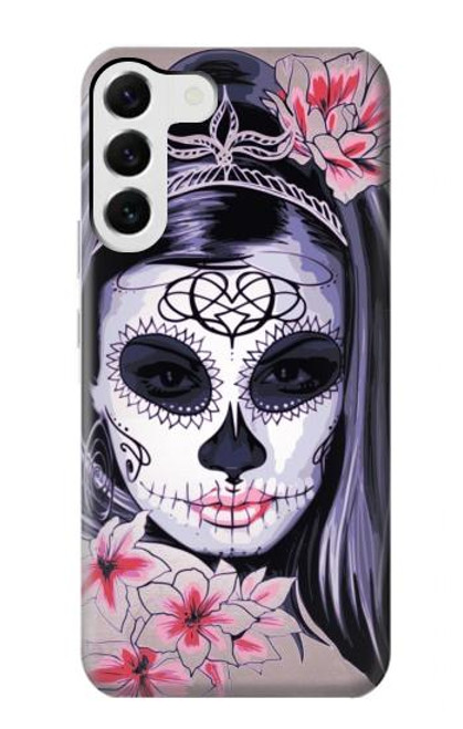W3821 Sugar Skull Steam Punk Girl Gothic Hard Case and Leather Flip Case For Samsung Galaxy S23 Plus