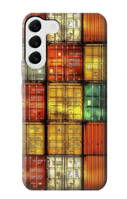 W3861 Colorful Container Block Hard Case and Leather Flip Case For Samsung Galaxy S23 Plus