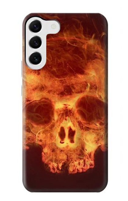 W3881 Fire Skull Hard Case and Leather Flip Case For Samsung Galaxy S23 Plus