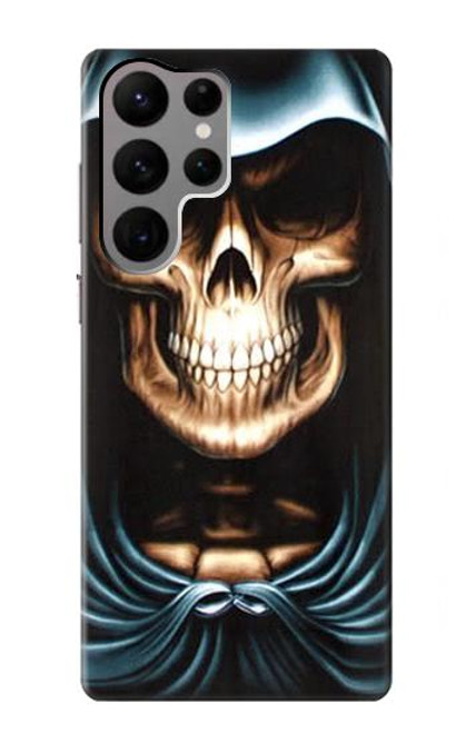 W0225 Skull Grim Reaper Hard Case and Leather Flip Case For Samsung Galaxy S23 Ultra