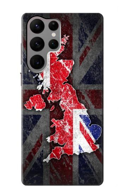 W2936 UK British Flag Map Hard Case and Leather Flip Case For Samsung Galaxy S23 Ultra