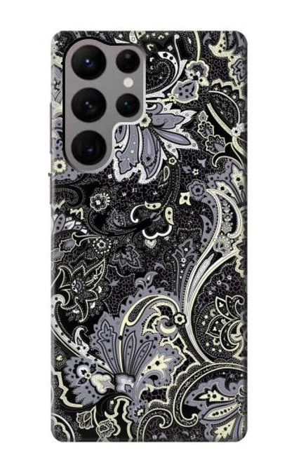 W3251 Batik Flower Pattern Hard Case and Leather Flip Case For Samsung Galaxy S23 Ultra