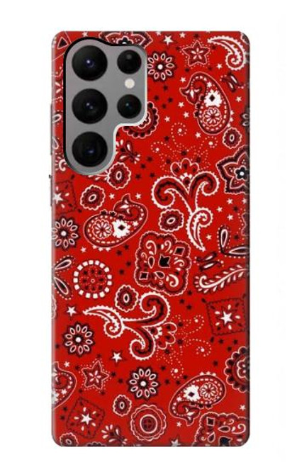 W3354 Red Classic Bandana Hard Case and Leather Flip Case For Samsung Galaxy S23 Ultra