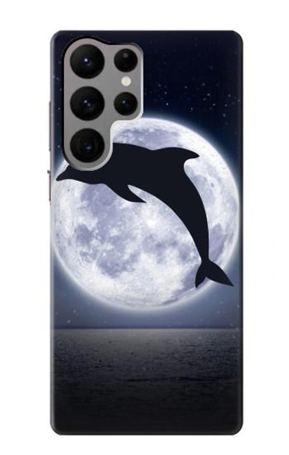 W3510 Dolphin Moon Night Hard Case and Leather Flip Case For Samsung Galaxy S23 Ultra