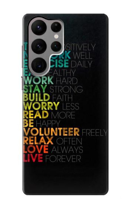 W3523 Think Positive Words Quotes Hard Case and Leather Flip Case For Samsung Galaxy S23 Ultra