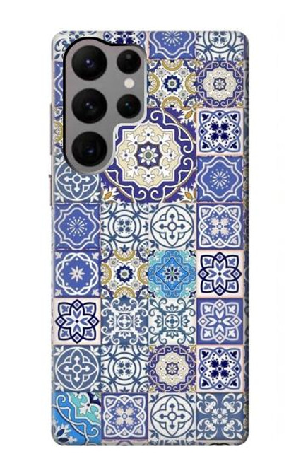 W3537 Moroccan Mosaic Pattern Hard Case and Leather Flip Case For Samsung Galaxy S23 Ultra