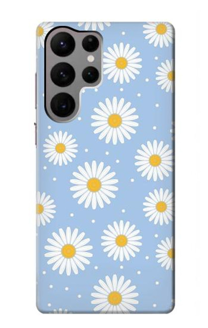 W3681 Daisy Flowers Pattern Hard Case and Leather Flip Case For Samsung Galaxy S23 Ultra
