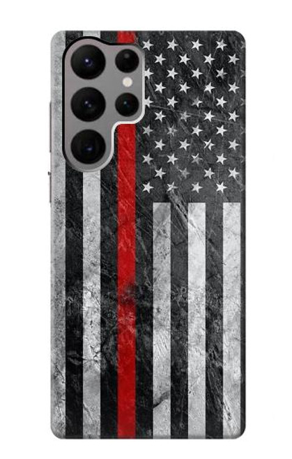 W3687 Firefighter Thin Red Line American Flag Hard Case and Leather Flip Case For Samsung Galaxy S23 Ultra