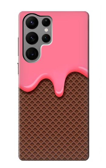 W3754 Strawberry Ice Cream Cone Hard Case and Leather Flip Case For Samsung Galaxy S23 Ultra