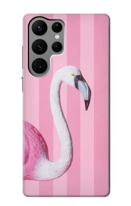 W3805 Flamingo Pink Pastel Hard Case and Leather Flip Case For Samsung Galaxy S23 Ultra
