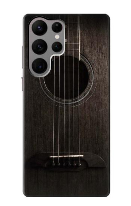 W3834 Old Woods Black Guitar Hard Case and Leather Flip Case For Samsung Galaxy S23 Ultra