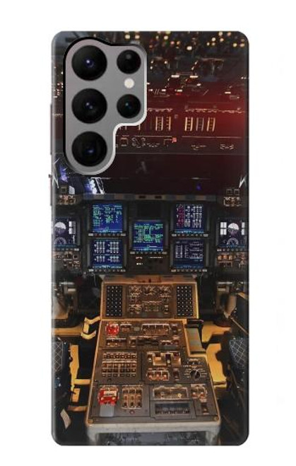 W3836 Airplane Cockpit Hard Case and Leather Flip Case For Samsung Galaxy S23 Ultra