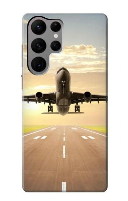 W3837 Airplane Take off Sunrise Hard Case and Leather Flip Case For Samsung Galaxy S23 Ultra