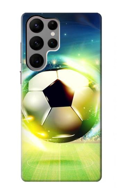 W3844 Glowing Football Soccer Ball Hard Case and Leather Flip Case For Samsung Galaxy S23 Ultra