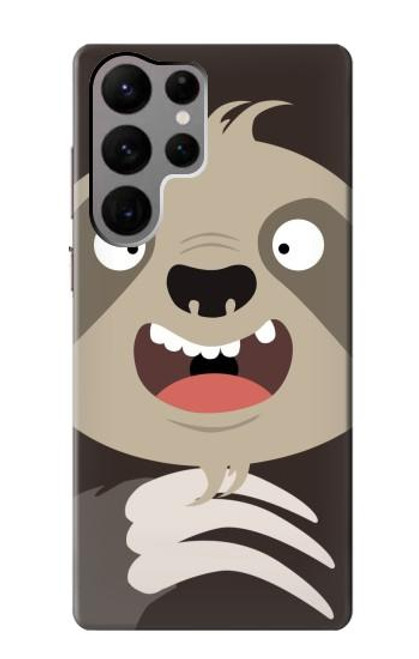 W3855 Sloth Face Cartoon Hard Case and Leather Flip Case For Samsung Galaxy S23 Ultra