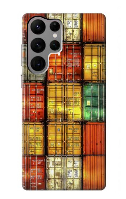 W3861 Colorful Container Block Hard Case and Leather Flip Case For Samsung Galaxy S23 Ultra