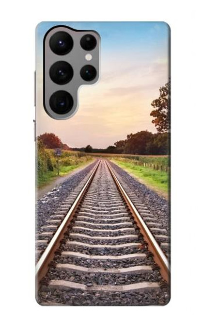 W3866 Railway Straight Train Track Hard Case and Leather Flip Case For Samsung Galaxy S23 Ultra