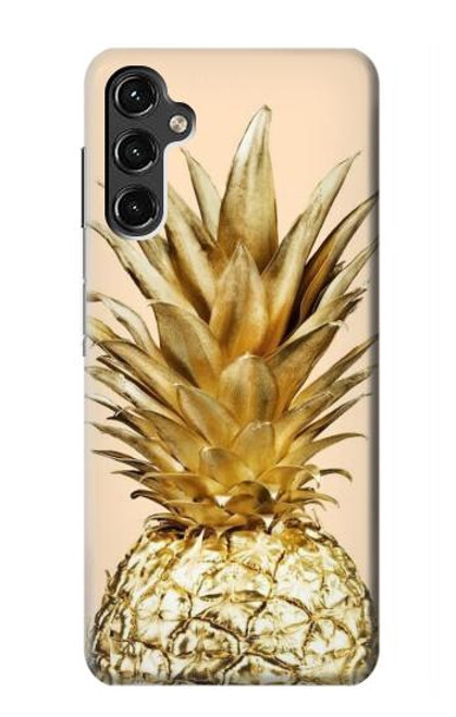 W3490 Gold Pineapple Hard Case and Leather Flip Case For Samsung Galaxy A14 5G