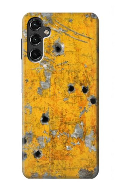 W3528 Bullet Rusting Yellow Metal Hard Case and Leather Flip Case For Samsung Galaxy A14 5G