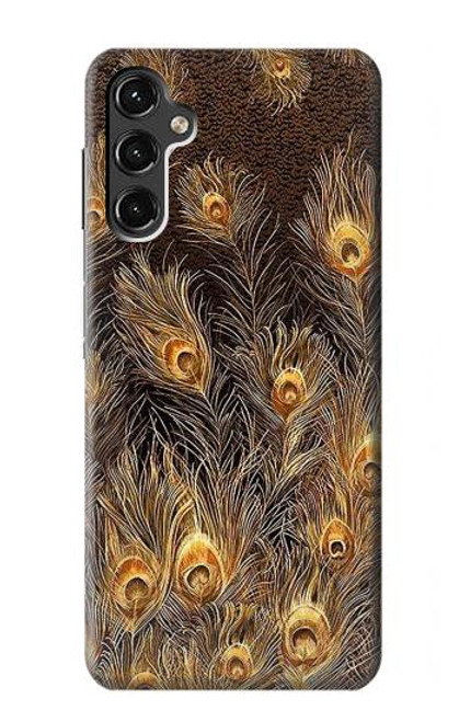 W3691 Gold Peacock Feather Hard Case and Leather Flip Case For Samsung Galaxy A14 5G
