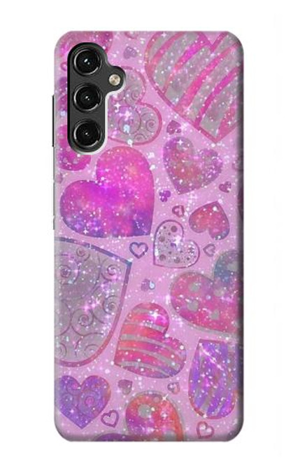 W3710 Pink Love Heart Hard Case and Leather Flip Case For Samsung Galaxy A14 5G