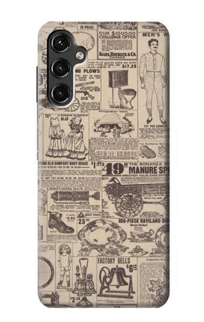 W3819 Retro Vintage Paper Hard Case and Leather Flip Case For Samsung Galaxy A14 5G