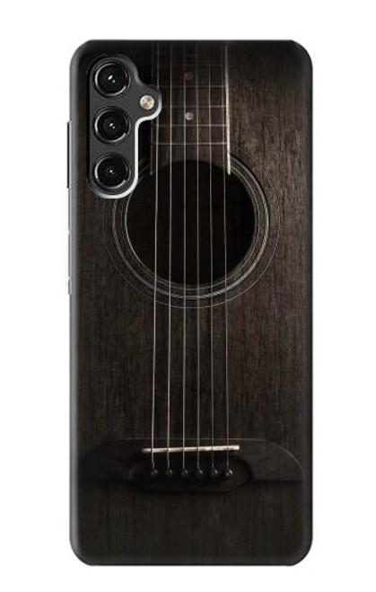W3834 Old Woods Black Guitar Hard Case and Leather Flip Case For Samsung Galaxy A14 5G