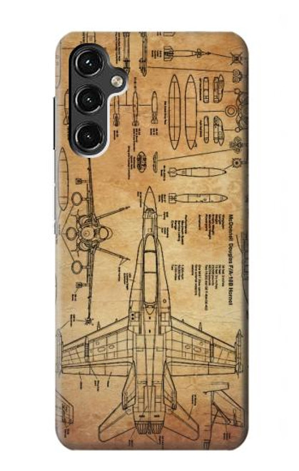 W3868 Aircraft Blueprint Old Paper Hard Case and Leather Flip Case For Samsung Galaxy A14 5G